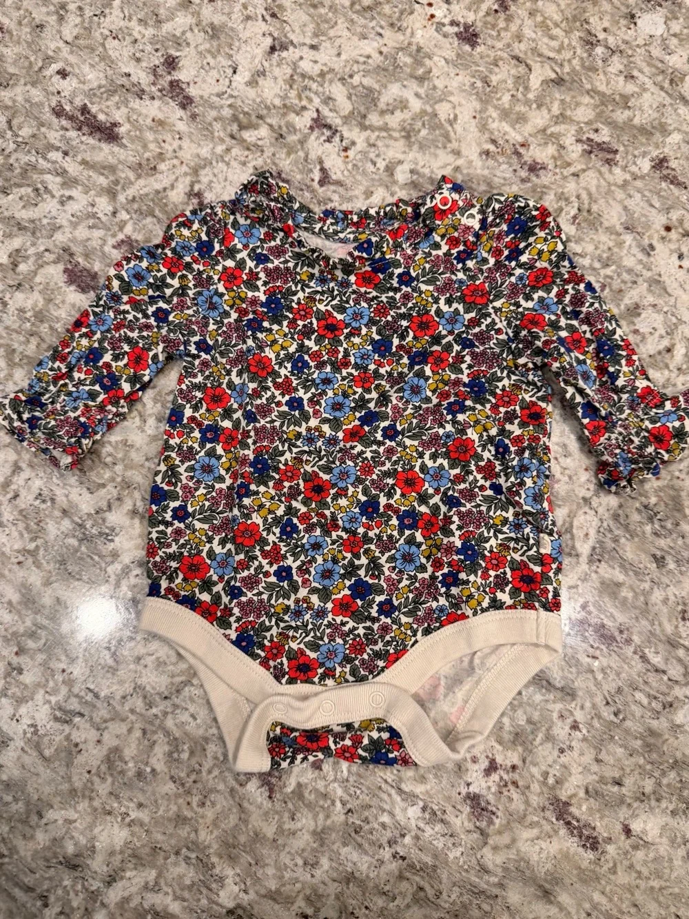 GAP Floral Long-Sleeve One-Piece in Red, Blue, Yellow and Cream